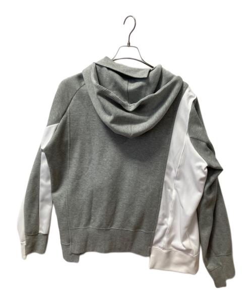 sacai（サカイ）sacai (サカイ) NIKE (ナイキ) SACAI DOUBLE ZIP HOODIE グレー×ホワイト サイズ:XLの古着・服飾アイテム