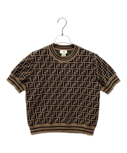 FENDI KIDS（フェンディ キッズ）FENDI KIDS (フェンディ キッズ) FFロゴ 薄手ニット ベージュ×ブラック サイズ:12+の古着・服飾アイテム