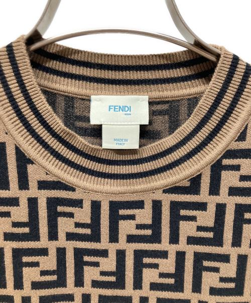 FENDI KIDS（フェンディ キッズ）FENDI KIDS (フェンディ キッズ) FFロゴ 薄手ニット ベージュ×ブラック サイズ:12+の古着・服飾アイテム