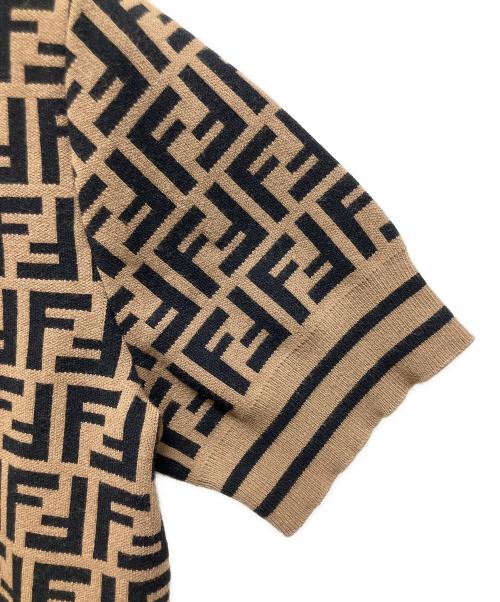 FENDI KIDS（フェンディ キッズ）FENDI KIDS (フェンディ キッズ) FFロゴ 薄手ニット ベージュ×ブラック サイズ:12+の古着・服飾アイテム