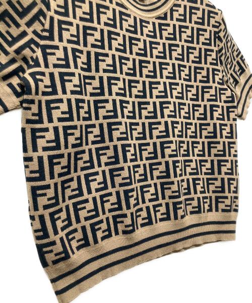 FENDI KIDS（フェンディ キッズ）FENDI KIDS (フェンディ キッズ) FFロゴ 薄手ニット ベージュ×ブラック サイズ:12+の古着・服飾アイテム