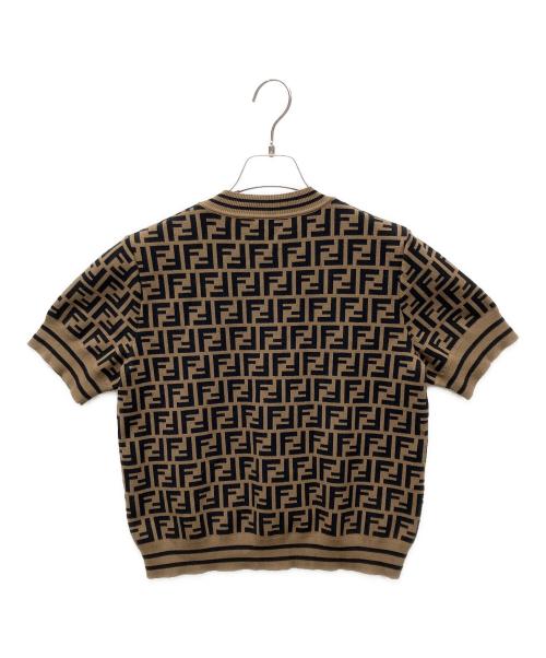 FENDI KIDS（フェンディ キッズ）FENDI KIDS (フェンディ キッズ) FFロゴ 薄手ニット ベージュ×ブラック サイズ:12+の古着・服飾アイテム