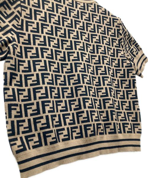 FENDI KIDS（フェンディ キッズ）FENDI KIDS (フェンディ キッズ) FFロゴ 薄手ニット ベージュ×ブラック サイズ:12+の古着・服飾アイテム