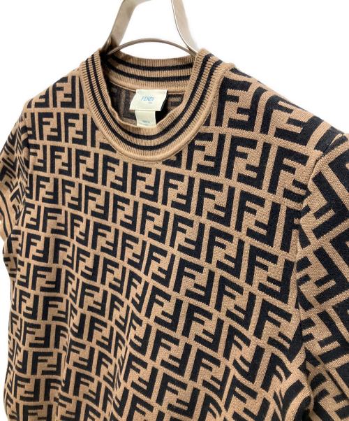FENDI KIDS（フェンディ キッズ）FENDI KIDS (フェンディ キッズ) FFロゴ 薄手ニット ベージュ×ブラック サイズ:12+の古着・服飾アイテム