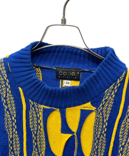 Coogi（クージー）Coogi (クージー) 厚手ニット ブルー×イエロー サイズ:3XLの古着・服飾アイテム
