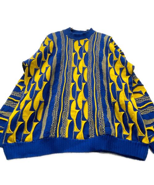 Coogi（クージー）Coogi (クージー) 厚手ニット ブルー×イエロー サイズ:3XLの古着・服飾アイテム