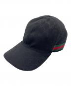 GUCCIグッチ）の古着「ウェブ ストライプ GG ベースボールキャップ」｜ブラック