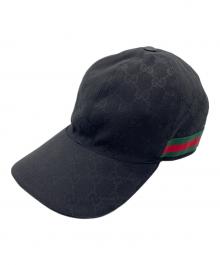 GUCCI（グッチ）の古着「ウェブ ストライプ GG ベースボールキャップ」｜ブラック