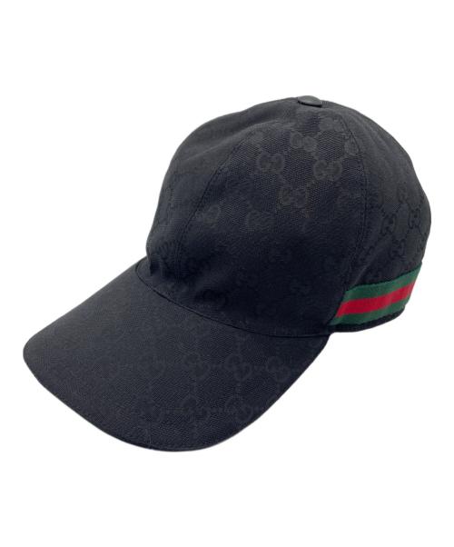 GUCCI（グッチ）GUCCI (グッチ) ウェブ ストライプ GG ベースボールキャップ ブラック サイズ:L(59cm)の古着・服飾アイテム