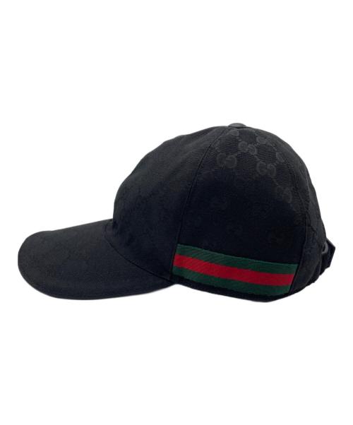 GUCCI（グッチ）GUCCI (グッチ) ウェブ ストライプ GG ベースボールキャップ ブラック サイズ:L(59cm)の古着・服飾アイテム