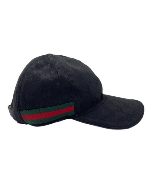 GUCCI（グッチ）GUCCI (グッチ) ウェブ ストライプ GG ベースボールキャップ ブラック サイズ:L(59cm)の古着・服飾アイテム