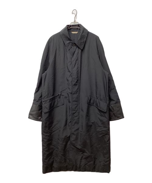 HERMES（エルメス）HERMES (エルメス) フェイクレザー切替中綿ステンカラーコート ブラック サイズ:50の古着・服飾アイテム