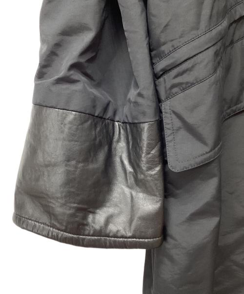 HERMES（エルメス）HERMES (エルメス) フェイクレザー切替中綿ステンカラーコート ブラック サイズ:50の古着・服飾アイテム