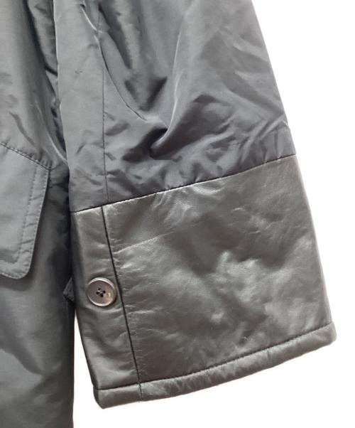 HERMES（エルメス）HERMES (エルメス) フェイクレザー切替中綿ステンカラーコート ブラック サイズ:50の古着・服飾アイテム