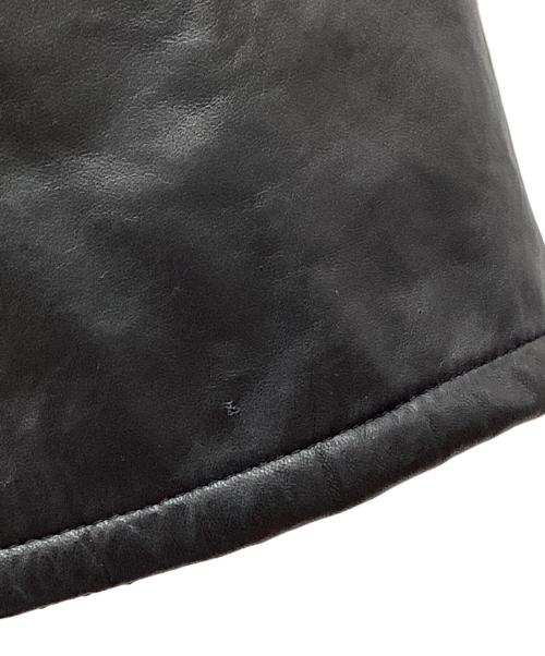 HERMES（エルメス）HERMES (エルメス) フェイクレザー切替中綿ステンカラーコート ブラック サイズ:50の古着・服飾アイテム