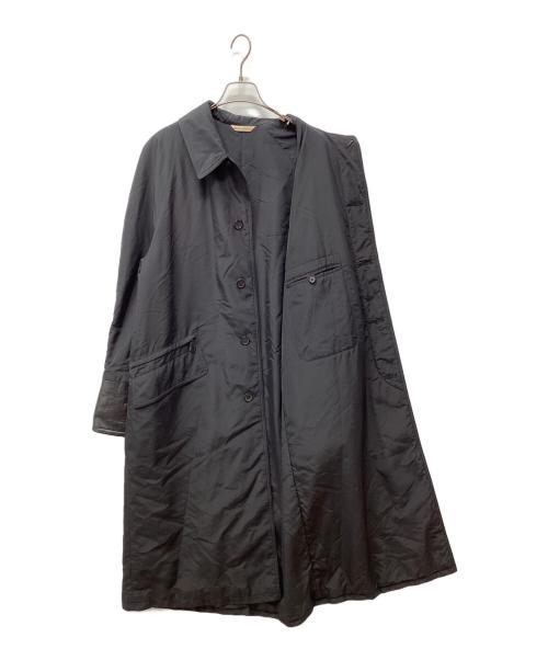 HERMES（エルメス）HERMES (エルメス) フェイクレザー切替中綿ステンカラーコート ブラック サイズ:50の古着・服飾アイテム
