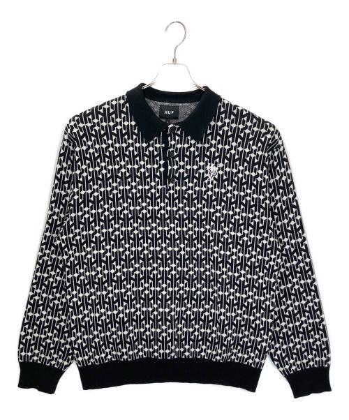 HUF（ハフ）HUF (ハフ) PARADOX KNIT POLO ブラック×ホワイト サイズ:Lの古着・服飾アイテム