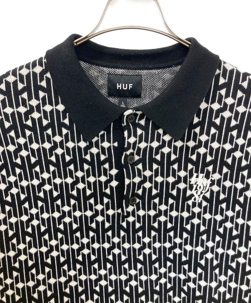 HUF（ハフ）HUF (ハフ) PARADOX KNIT POLO ブラック×ホワイト サイズ:Lの古着・服飾アイテム