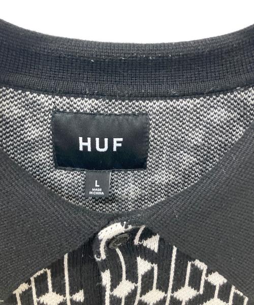 HUF（ハフ）HUF (ハフ) PARADOX KNIT POLO ブラック×ホワイト サイズ:Lの古着・服飾アイテム