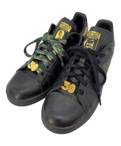 adidas（アディダス）adidas (アディダス) A BATHING APE (アベイシングエイプ) STANSMITH 30周年モデル ブラック サイズ:26の古着・服飾アイテム