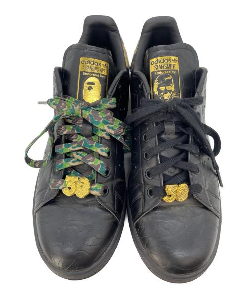 adidas（アディダス）adidas (アディダス) A BATHING APE (アベイシングエイプ) STANSMITH 30周年モデル ブラック サイズ:26の古着・服飾アイテム