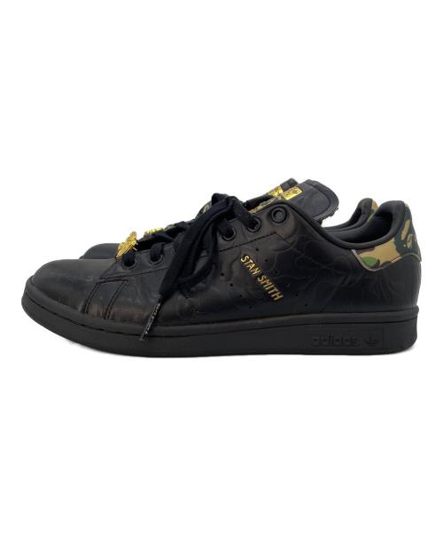 adidas（アディダス）adidas (アディダス) A BATHING APE (アベイシングエイプ) STANSMITH 30周年モデル ブラック サイズ:26の古着・服飾アイテム