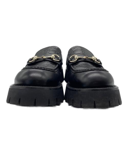 GUCCI（グッチ）GUCCI (グッチ) GGエンボス ホースビットレザーローファー ブラック サイズ:38の古着・服飾アイテム