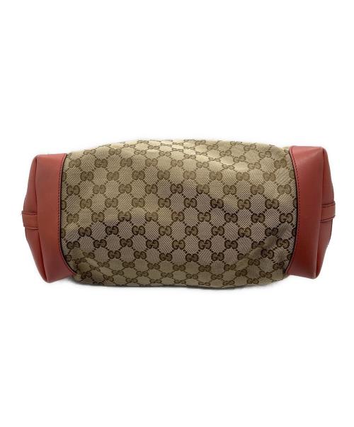 GUCCI（グッチ）GUCCI (グッチ) GGキャンバスレザートートバッグ ベージュ×オレンジの古着・服飾アイテム