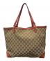 GUCCI (グッチ) GGキャンバスレザートートバッグ ベージュ×オレンジ：27000円