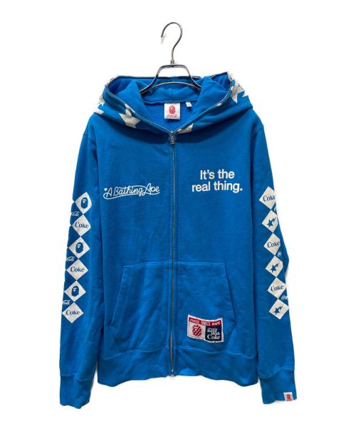 A BATHING APE（アベイシングエイプ）A BATHING APE (アベイシングエイプ) Coca Cola (コカコーラ) ジップパーカー ブルー サイズ:Lの古着・服飾アイテム