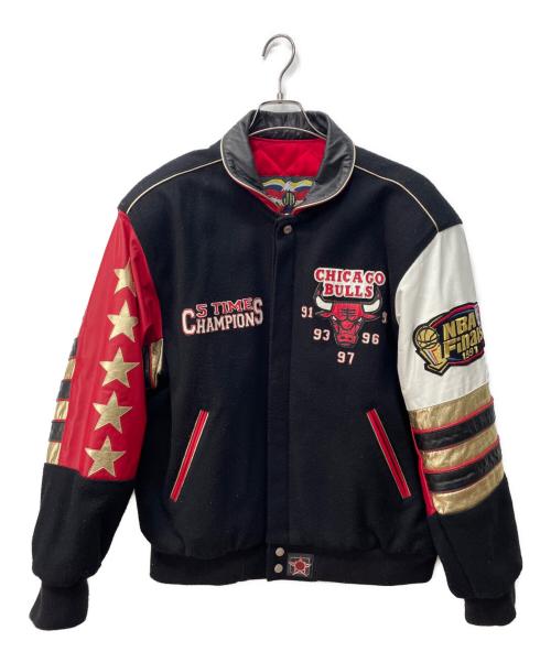 JH Design（ジェイエイチデザイン）JH Design (ジェイエイチデザイン) CHICAGO BULLS 97年 Champions Leather Jacket ブラック×レッド サイズ:Mの古着・服飾アイテム