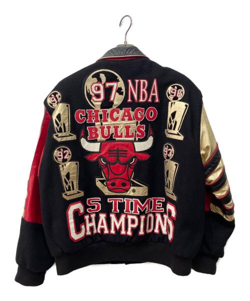 JH Design（ジェイエイチデザイン）JH Design (ジェイエイチデザイン) CHICAGO BULLS 97年 Champions Leather Jacket ブラック×レッド サイズ:Mの古着・服飾アイテム