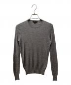 DRAWERドゥロワー）の古着「18G カシミヤシルクリブクルーネックニット」｜ライトグレー