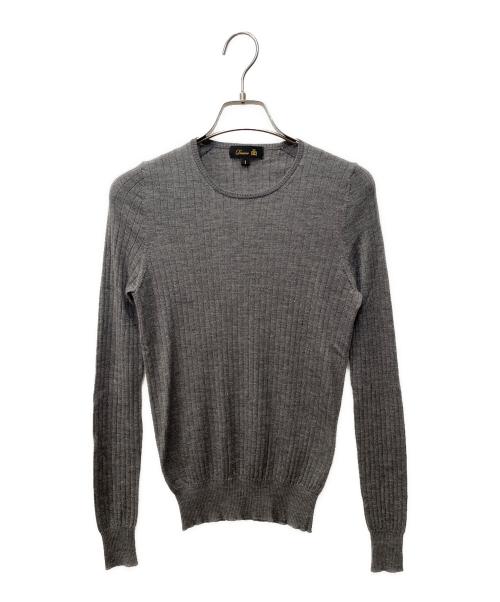 DRAWER（ドゥロワー）DRAWER (ドゥロワー) 18G カシミヤシルクリブクルーネックニット ライトグレー サイズ:1の古着・服飾アイテム