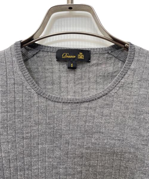 DRAWER（ドゥロワー）DRAWER (ドゥロワー) 18G カシミヤシルクリブクルーネックニット ライトグレー サイズ:1の古着・服飾アイテム