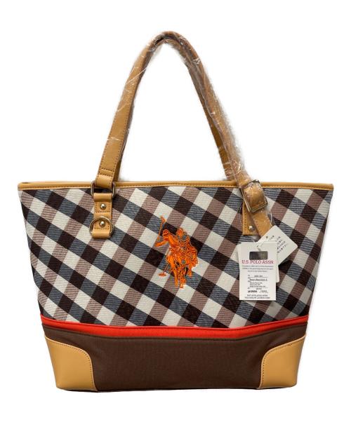 U.S POLO ASSN（ユーエスポロアッスン）U.S POLO ASSN (ユーエスポロアッスン) トートバッグ ブラウン×ベージュの古着・服飾アイテム