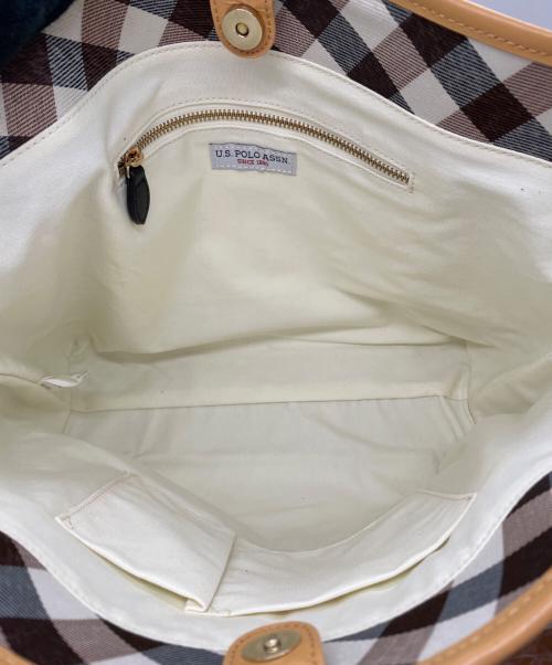 U.S POLO ASSN（ユーエスポロアッスン）U.S POLO ASSN (ユーエスポロアッスン) トートバッグ ブラウン×ベージュの古着・服飾アイテム