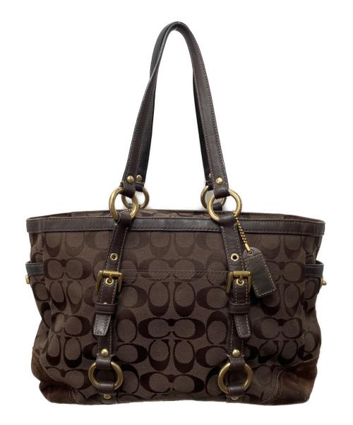 COACH（コーチ）COACH (コーチ) ハンドバッグ　シグネチャー ブラウンの古着・服飾アイテム