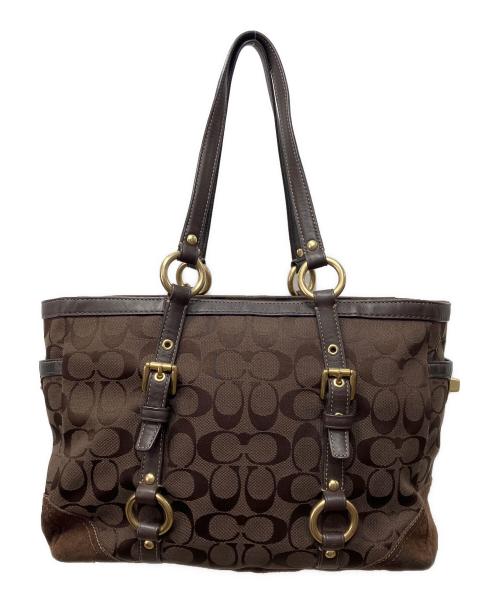COACH（コーチ）COACH (コーチ) ハンドバッグ　シグネチャー ブラウンの古着・服飾アイテム