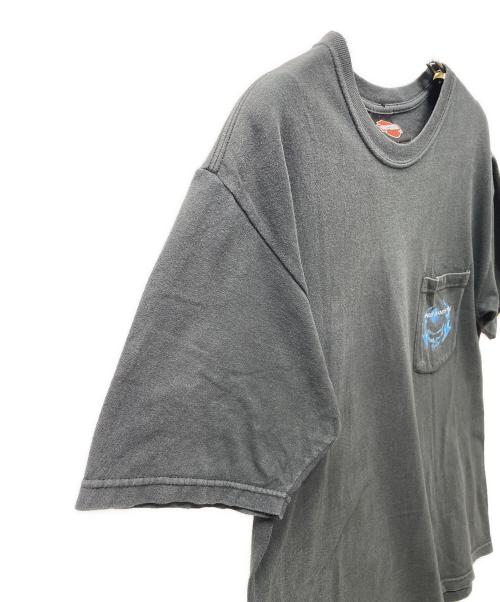 HARLEY-DAVIDSON（ハーレーダビッドソン）HARLEY-DAVIDSON (ハーレーダビッドソン) 半袖Tシャツ ブルーフレイム スカル ブラック サイズ:Mの古着・服飾アイテム