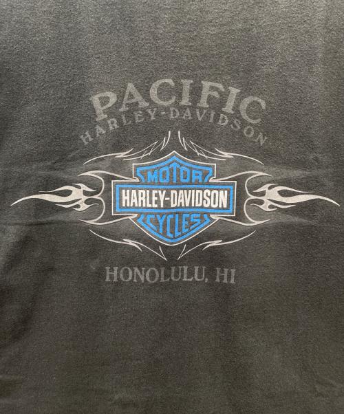 HARLEY-DAVIDSON（ハーレーダビッドソン）HARLEY-DAVIDSON (ハーレーダビッドソン) 半袖Tシャツ ブルーフレイム スカル ブラック サイズ:Mの古着・服飾アイテム