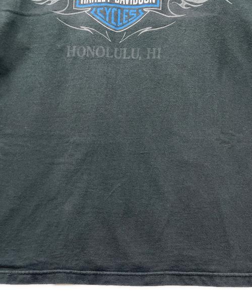 HARLEY-DAVIDSON（ハーレーダビッドソン）HARLEY-DAVIDSON (ハーレーダビッドソン) 半袖Tシャツ ブルーフレイム スカル ブラック サイズ:Mの古着・服飾アイテム