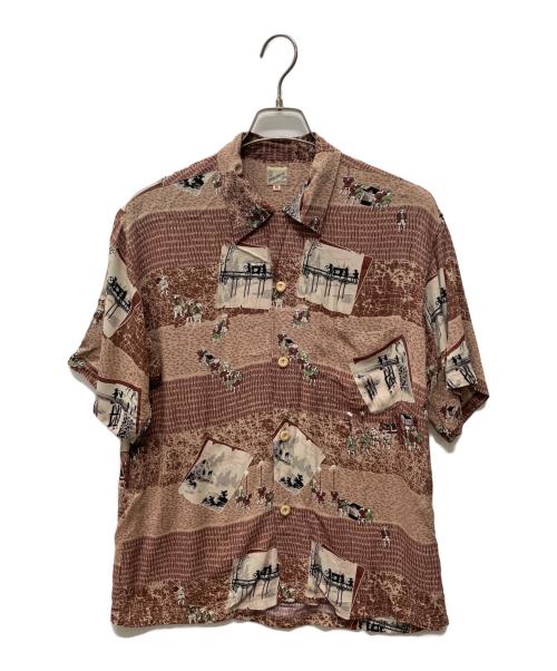 Sun Surf（サンサーフ）Sun Surf (サンサーフ) MUSASHIYA.LTD THE SHIRTMAKER 参勤交代 アロハシャツ ブラウン サイズ:Mの古着・服飾アイテム