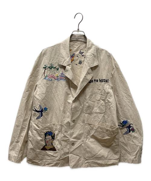 71 MICHAEL（ミシェル）71 MICHAEL (ミシェル) TUNAGI JAPAN エンプロイダリージャケット ベージュ サイズ:Mの古着・服飾アイテム