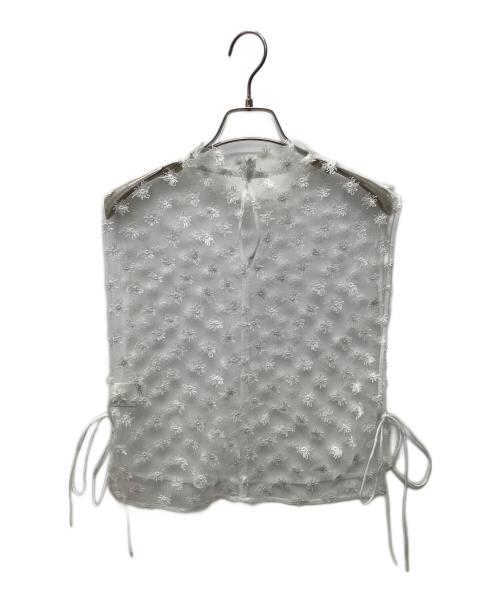 MACPHEE（マカフィー）MACPHEE (マカフィー) フラッフィーエンブロイダリーショートベスト ホワイト サイズ:36の古着・服飾アイテム