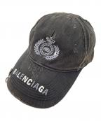 BALENCIAGAバレンシアガ）の古着「Destroyed BB Pierced Cap」｜ブラック