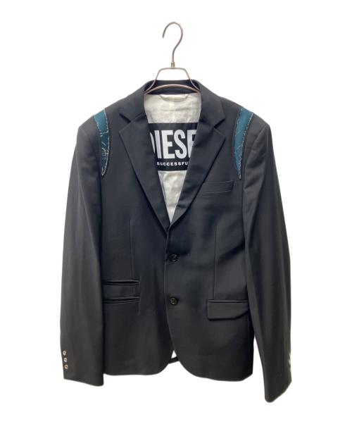 DIESEL（ディーゼル）DIESEL (ディーゼル) 切替テーラードジャケット ブラック サイズ:48の古着・服飾アイテム
