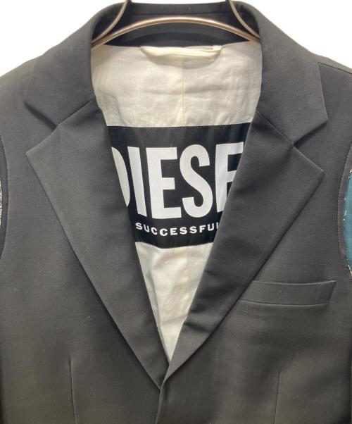 DIESEL（ディーゼル）DIESEL (ディーゼル) 切替テーラードジャケット ブラック サイズ:48の古着・服飾アイテム