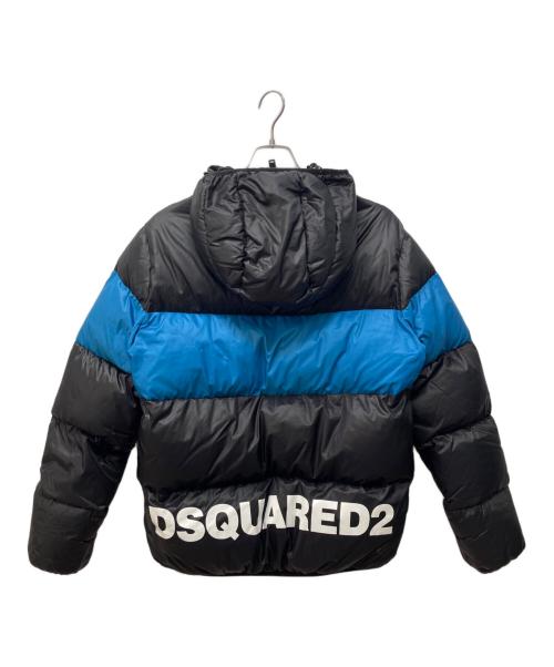 DSQUARED2（ディースクエアード）DSQUARED2 (ディースクエアード) ロゴダウンジャケット ブラック×ブルー サイズ:48の古着・服飾アイテム