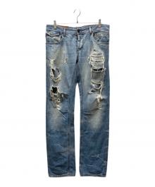 DOLCE & GABBANA（ドルチェ＆ガッバーナ）の古着「クラッシュ加工デニムパンツ」｜インディゴ